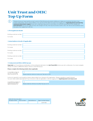 Unit Trust and OEIC Top Up Form