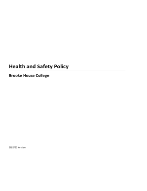 Health and Safety Policy - BROOKE HOUSE SCHOOL