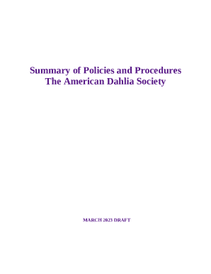 Summary of Policies and Procedures The American Dahlia Society