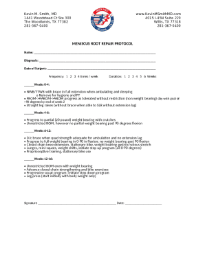 Meniscal Root Repair Post-operative Rehabilitation Protocol