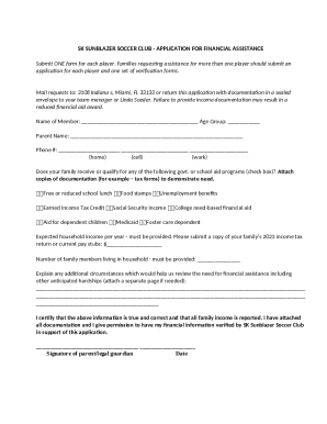 Financial Assistance Application Form 2014-2015