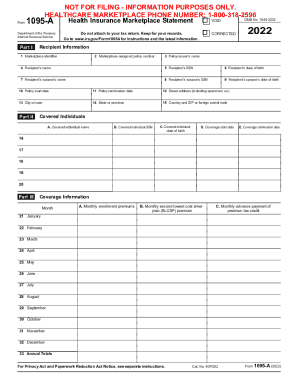 Form 1095-A- Health Insurance Marketplace Statement