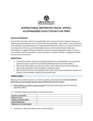 international Restricted Travel appeal:
