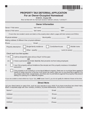 PROPERTY TAX DEFERRAL APPLICATION