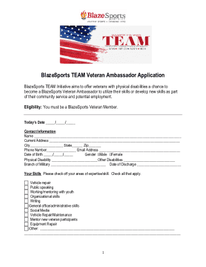 BSA TEAM Veteran Ambassador Application FINAL