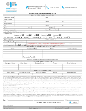 ClearFreight Credit Application Fillable