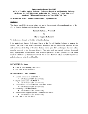 Budgetary Ordinance No.:24-03 A City of Franklin Indiana ...