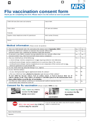 Nasal Flu Vaccination Consent Form for children aged 2- ...