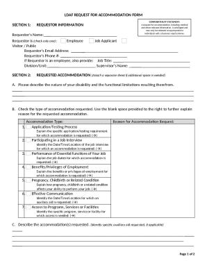 LDAF REQUEST FOR ACCOMMODATION FORM