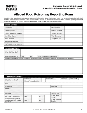Alleged Food Poisoning Reporting Form