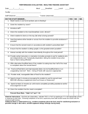 PERFORMANCE EVALUATION:MEALTIME FEEDING ASSISTANT