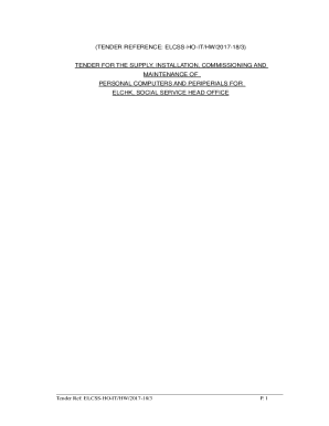 TENDER FOR THE SUPPLY, INSTALLATION, COMMISSIONING AND