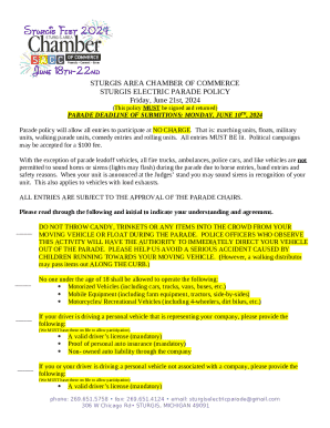 Sturgis - Don't forget to get your parade forms in ASAP to ...