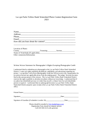 Lac qui Parle-Yellow Bank Watershed Photo Contest Registration Form 2010