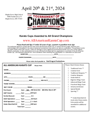 Karate Cup Registratyion Master Form