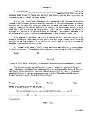 1 / 4 State Name Living Will Declaration I, Melinda Martin, ...