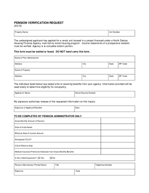 Pension Verification Request