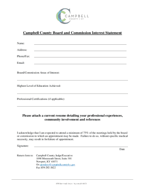Campbell County Board and Commission Interest Statement