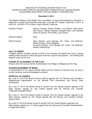 California non-profit mutual benefit corporation, was held on Tuesday, December 2, 2014, at