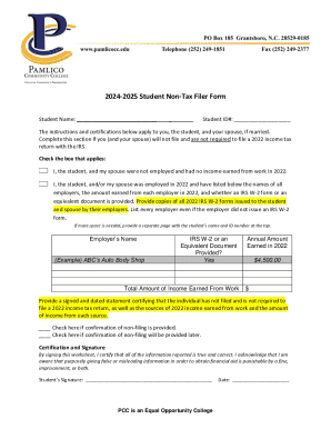 Non-Tax Filer Form (Student and or Spouse) For FAFSA ...