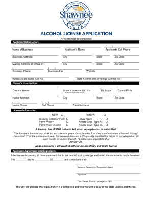 Personal Information Form New Alcohol License Applications