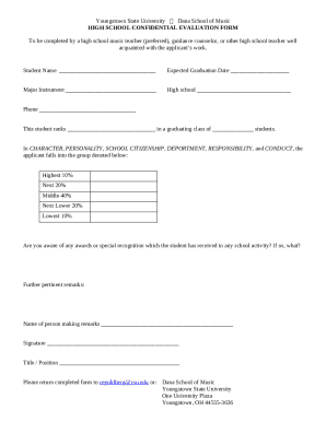 high school confidential evaluation form