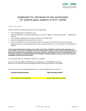 Application for admission to the examination for 1st/2nd ...