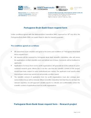 Portuguese Brain Bank Tissue Request Form