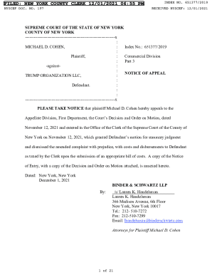 DRAFT Notice of Appeal re Trump Org. MSJ 4890-8967-8596 (final)