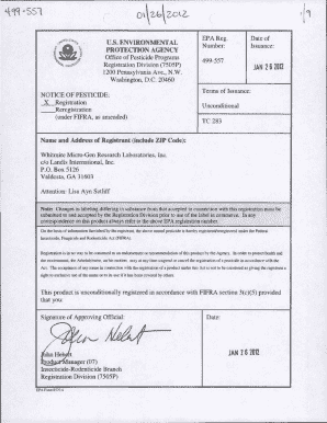 US EPA, Pesticide Product Label, TC 283, 01/26/2012. Pesticide Product Label, TC 283