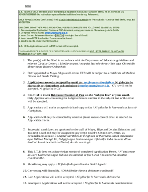 Application Form Youthreach Co-Ordinator Ballina Aug 2024