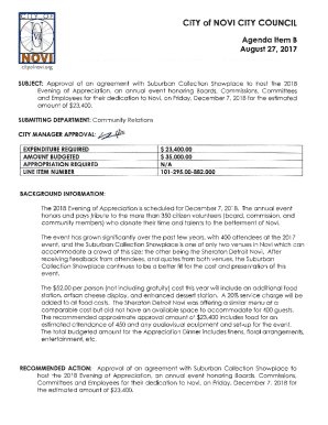 SUBJECT: Approval of an agreement with Suburban Collection Showplace to host the 2018