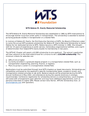 WTS Helene M. Overly Memorial Scholarship - BigFuture