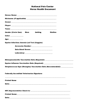 National Polo Center Horse Health Document