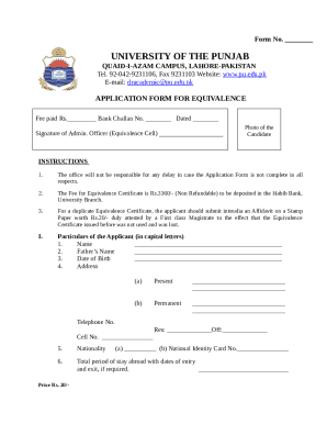 application form for equivalence