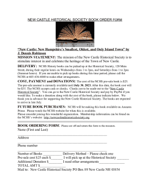 new castle historical society book order form