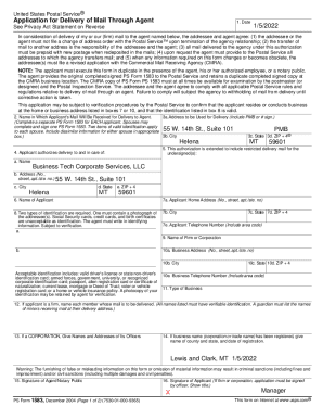 Application For Delivery of Mail Through Agent: See ...