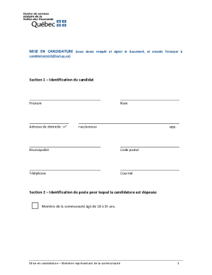 Identification du candidat Section 2