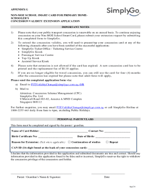 schooler's concession validity extension application