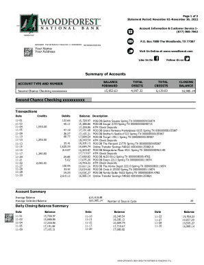 Bank Statement Template For Woodforest Bank