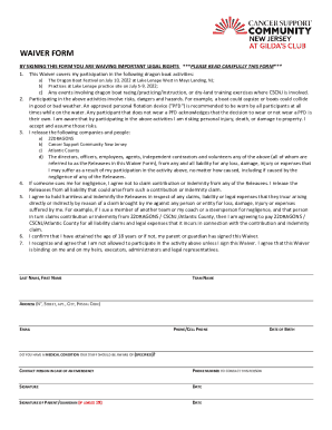 waiver form by signing this form you are waiving important ...