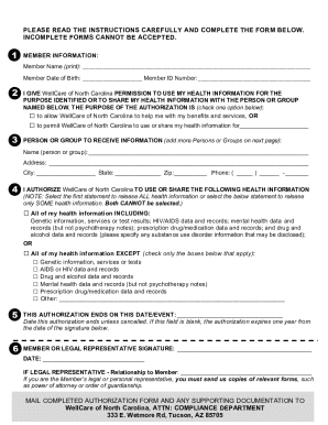 WCNC - Authorization to Use and Disclose Health Information