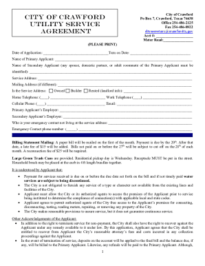 Utility Service Agreement - City of Crawford