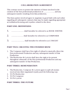 This contract serves to protect the interests of those involved in the creation of the first professional production of