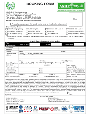 ASHEI Booking Form