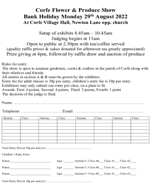 Corfe Flower &amp; Produce Show Bank Holiday Monday 29th ...