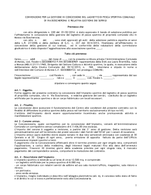 schema di convenzione per la gestione in concessione d'uso