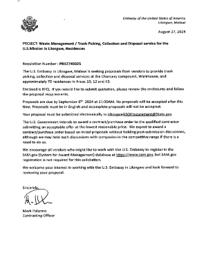 PROJECT: Waste Management/ Trash Picking, Coliection and Disposal service for the