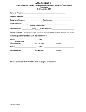 Cover Sheet Attachment A