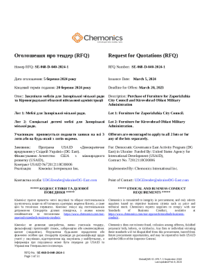 Description: Purchase of Furniture for Zaporizhzhia City Council and Kirovohrad Oblast Military Administration